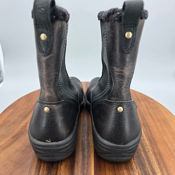 Keen Winter Boots Women's 7.5 Black Leather Fleece Lined Snow Pull On Comfort - Picture 4 of 8